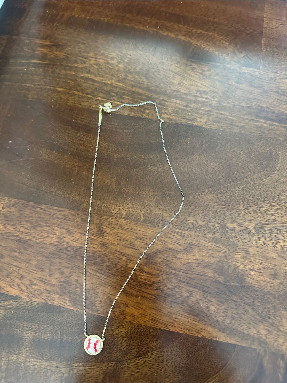 Kendra Scott Baseball Gold Necklace with Red Accent Charm